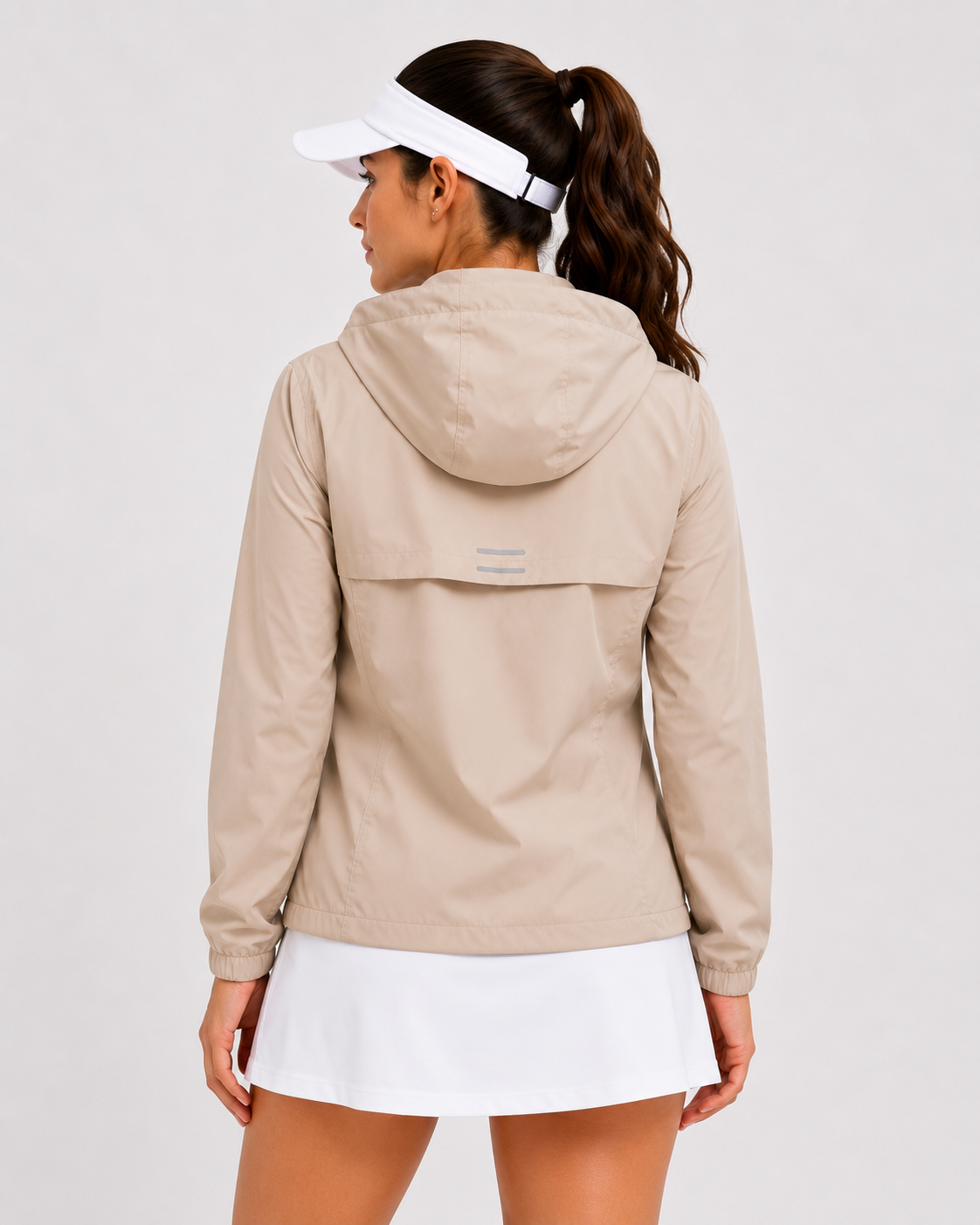 Casaca cortaviento dama beige - vista frontal