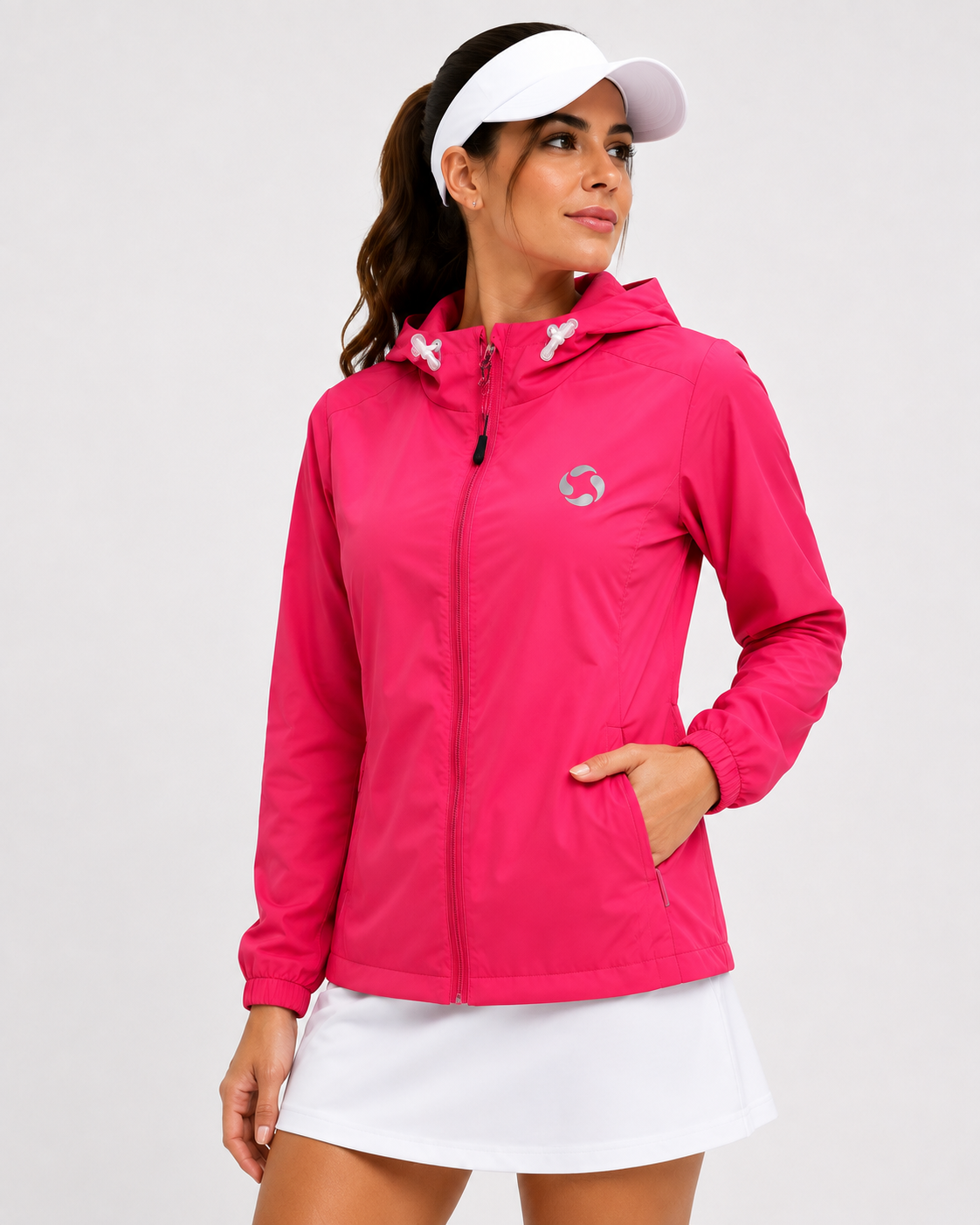 Casaca cortaviento dama fucsia